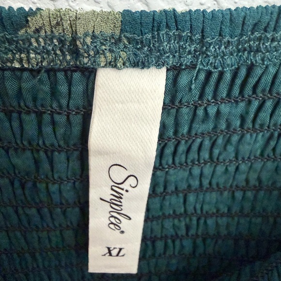 Simplee Emerald Green Orange Floral Long Sleeve Dress Tiered Smocked.Size XL - Picture 8 of 9